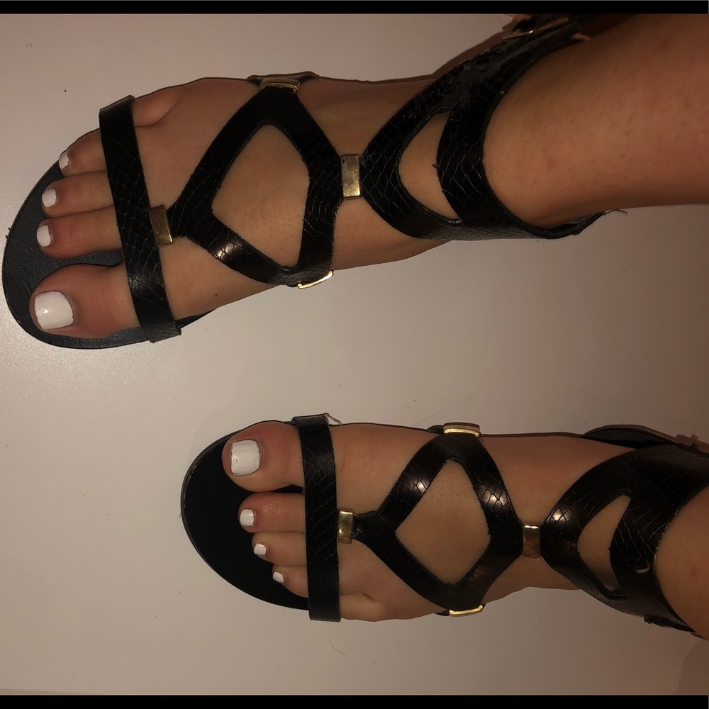 Steve Madden: black snakeskin sandals
